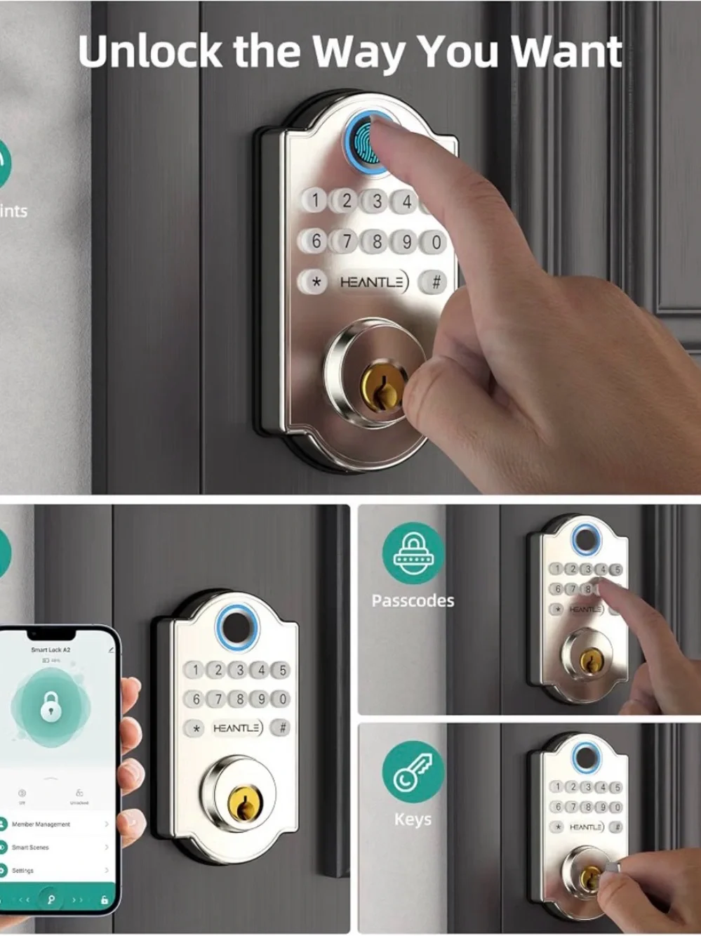 Smart Door Lock Wifi Fingerprint Remote Control For Home With App Access